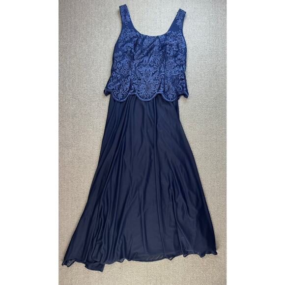 NWT Alex Evenings Formal Dress and Jacket Set Gown Lace Navy Size 6 Petite - Picture 2 of 14